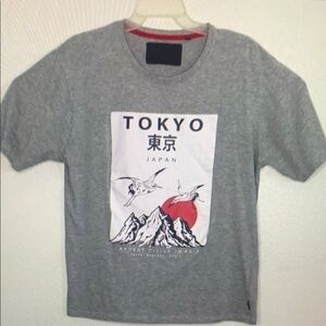 Gray Graphic Tee with Tokyo Print